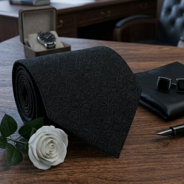 Gravata Funeral Preto Paisley (Criador carregado)