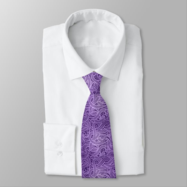 Gravata Funky Purple Abstrato Paisley Tie (Amarrado)