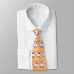 Gravata Funny 5 Cartoon Pig  Year Birthday Choose Color T<br><div class="desc">Funny cartoon illustration of a little pink pig dancing and laughing (illustration n°5) on transparent background. You can easily change background color by clicking the customize button. Design on all-over print tie with pale orange background. Available with other funny cartoon illustrations. Matching clothing, home products, office products and more... Perfect...</div>