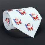 Gravata Funny Cute Skiing Santa Christmas<br><div class="desc">A cute pattern of Santa with skis makes this tie a cheerful and fun gift for anyone who loves skiing.</div>