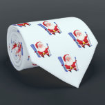 Gravata Funny Cute Skiing Santa Christmas<br><div class="desc">A cute pattern of Santa with skis makes this tie a cheerful and fun gift for anyone who loves skiing.</div>