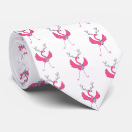 Gravata Funny Flamingo Christmas Reindeer Pattern