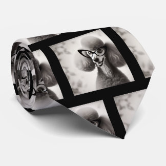 Gravata Funny Poodle with Glasses Nerd Neck Tie