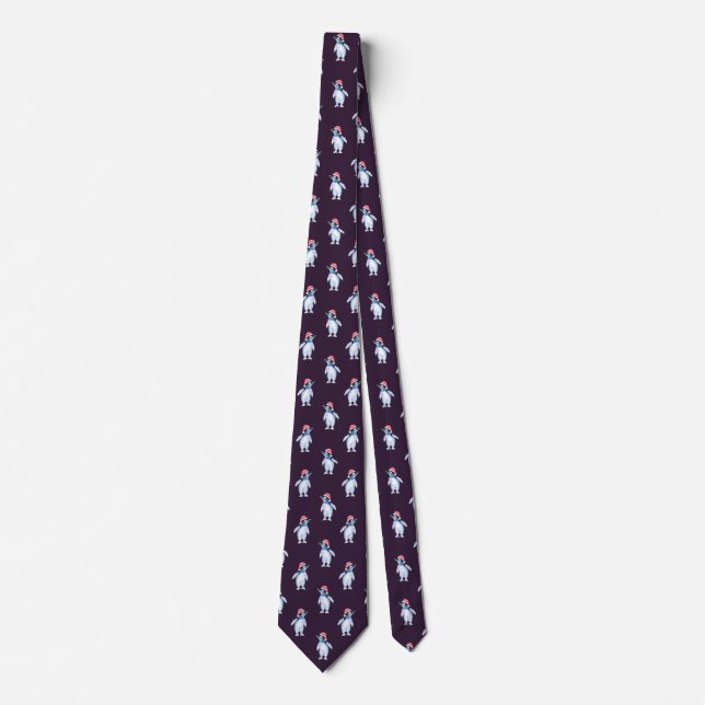 Gravata Funny Purple Penguin Tie for Animal Lovers (Frente)