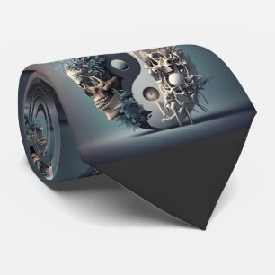 Gravata Fusão do Esqueleto Yin-Yang Halloween