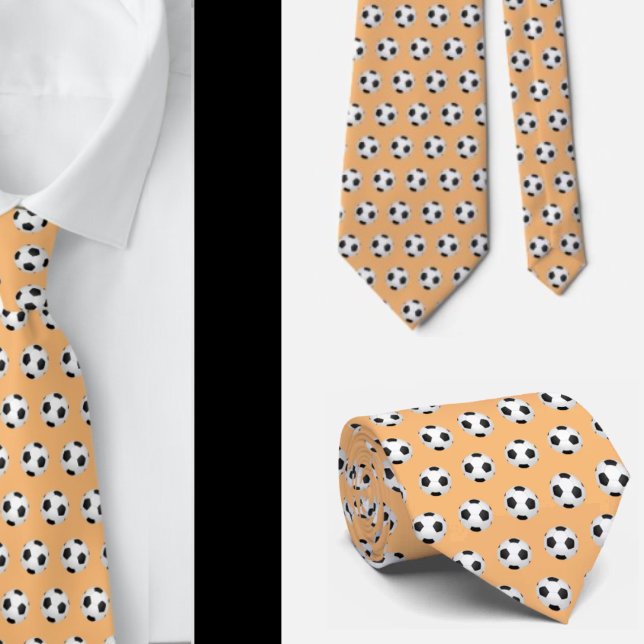 Gravata Futebol de bola Futebol Black and White Peach (Criador carregado)
