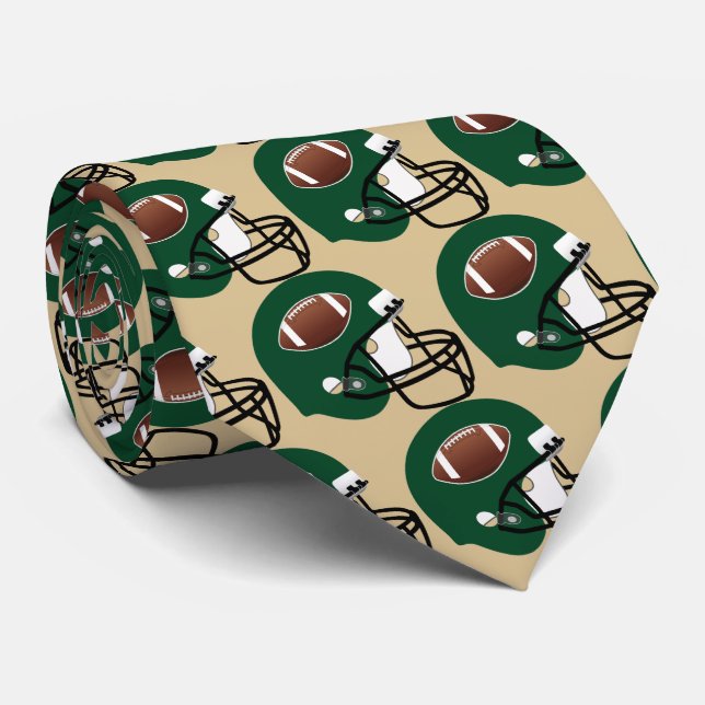 Gravata Futebol de futebol verde, Tan Necktie (Rolled)