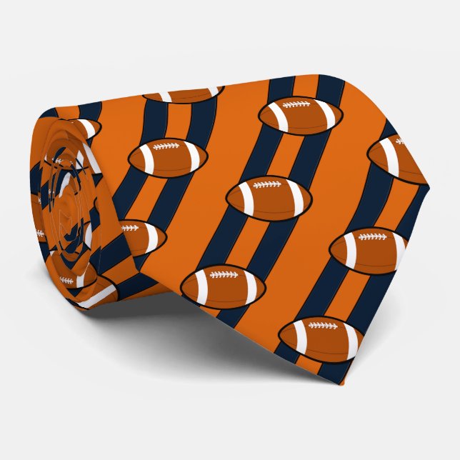 Gravata Futebol Necktie Orange e Black Stripes (Rolled)
