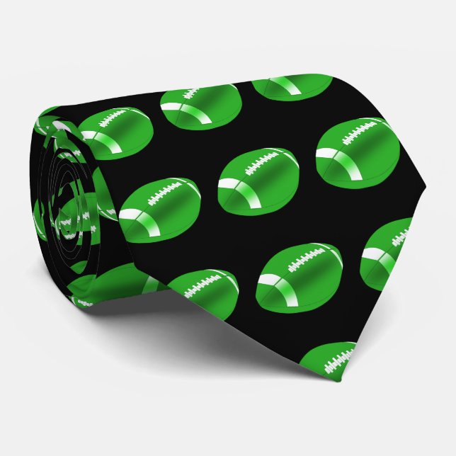 Gravata Futebol Verde Na Necktie Negra (Rolled)