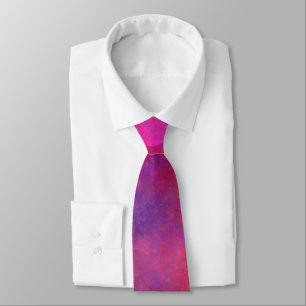 Gravata Galáxia - Efeito Splatter de Tinta Rosa e Roxo
