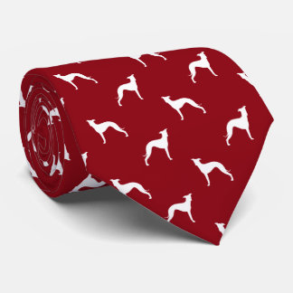 Gravata Galgo italiano Silhuettes Vermelho e Branco