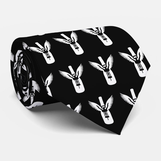 Gravata Garrafa de Vinho com Asas e Corkscrever (Rolled)