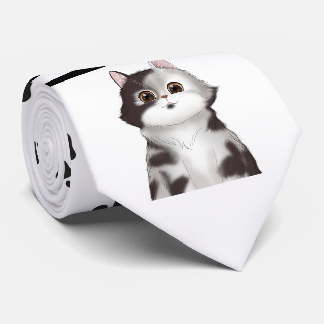 Gravata Gatinhos e punho de patas pretas (Rolled)