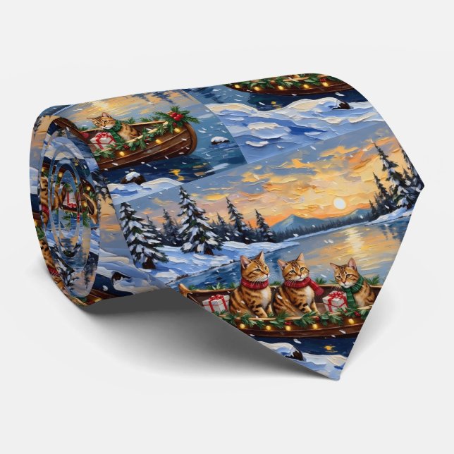 Gravata Gato Abissínio Natal Barco Feriado (Rolled)