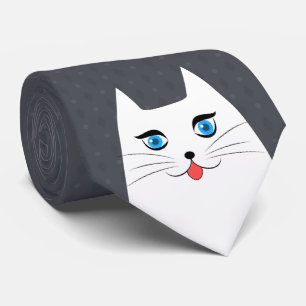 Gravata Gato bonito com a língua que cola para fora