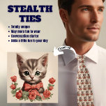 Gravata Gato de cinza com Bowtie e Rosas com punho furtivo<br><div class="desc">Gato de Vintagem de cinzas com o componente genérico do Colo de Dica de Bowtie e Rosas.</div>