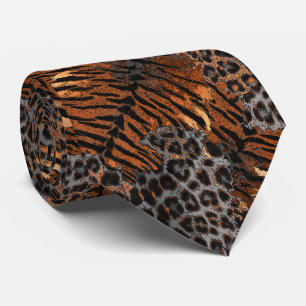 Gravata Gato de pele de tigre-leopardo-com-ponta-cabeça