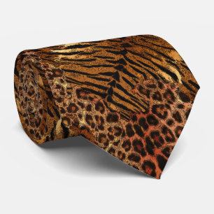Gravata Gato de pele de tigre-leopardo-com-ponta-cabeça