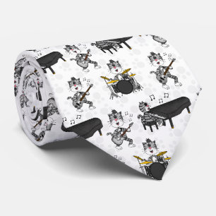 Gravata Gato Guitarra Elétrica Piano Baixo Bateria Músico