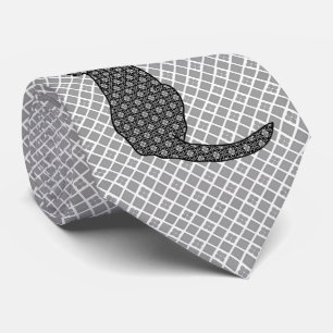 Gravata Gato japonês - impressão preto e branco do quimono