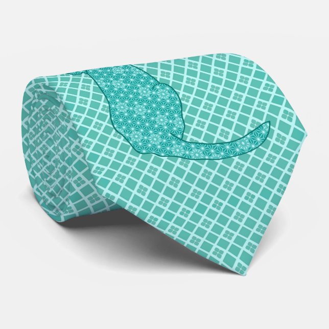 Gravata Gato Japonês - Turquoise Kimono Impressão (Rolled)