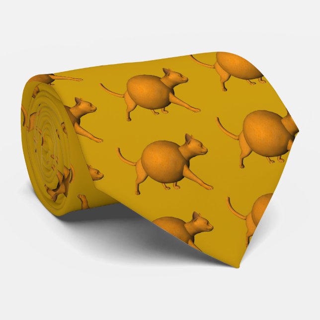 Gravata Gato Laranja Engraçado (Rolled)