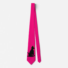 Gravata Gato Preto Pop de Arte Rosa Estilo CricketDiane