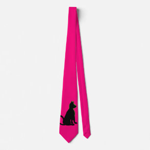 Gravata Gato Preto Pop de Arte Rosa Estilo CricketDiane