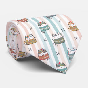 Gravata Gatos Boho Padrão Tribal