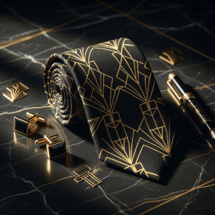 Gravata Gatsby Gold Art Deco