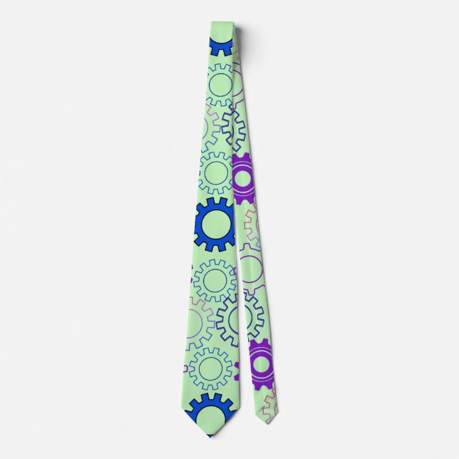 Gravata Gear02w x4 Padrão de engrenagens L Verde BG (Frente)