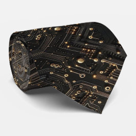 Gravata Geeky Black and Gold Circuit Computer Board