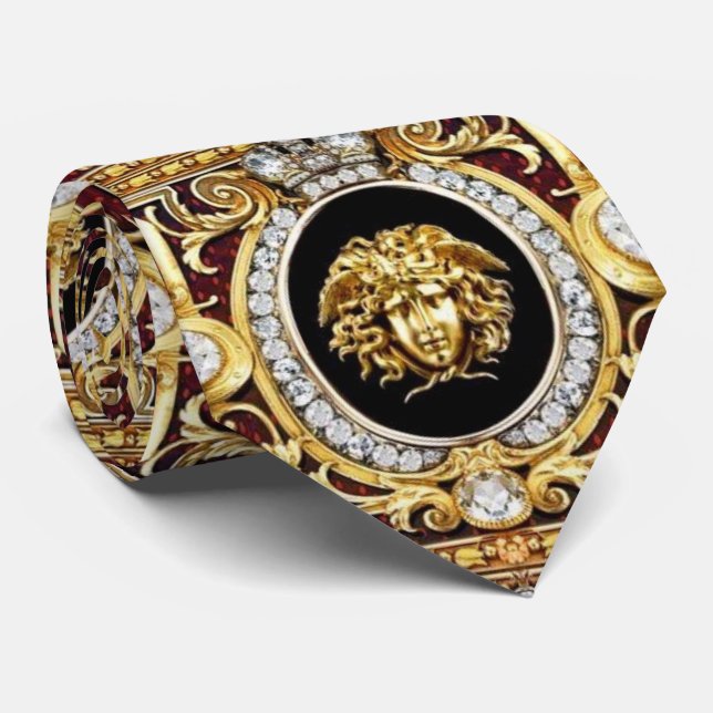 Gravata Gemas da Medusa Dourada (Rolled)