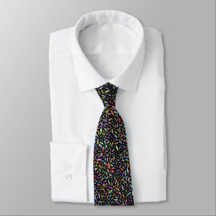 Gravata Gemas de Diamante Multicoloridas Modernas em Preto