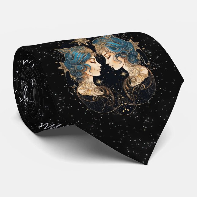 Gravata Gemini Astrology Zodiac Neck Tie (Rolled)