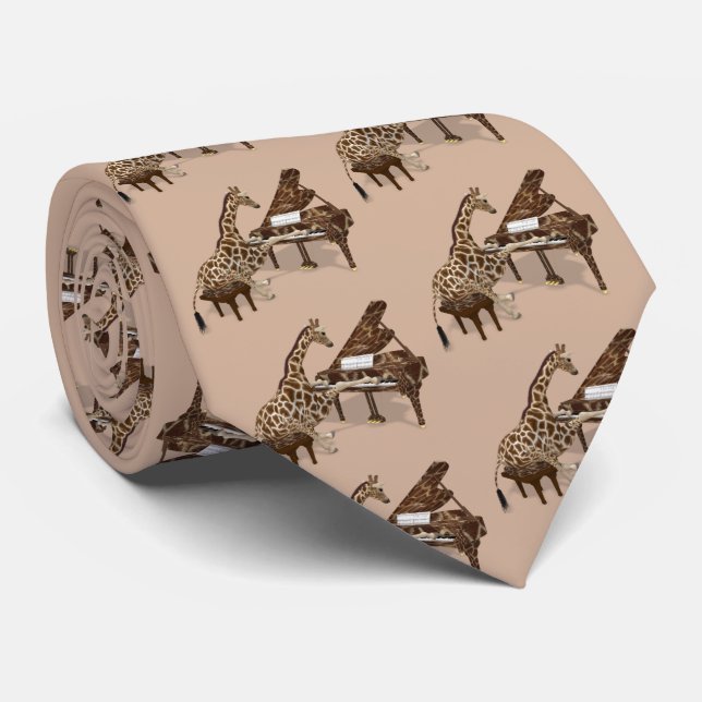 Gravata Genius Giraffe Tocando Piano (Rolled)