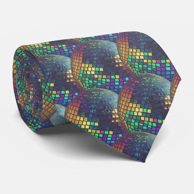 Gravata Geodo Disco Neon Retro (Rolled)