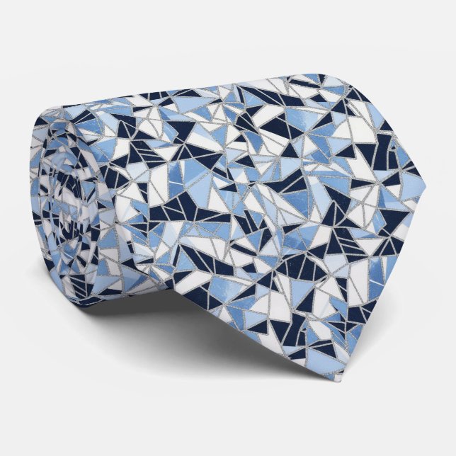 Gravata Geometric Fractured Ice Shard Abstract Cool Tones (Rolled)