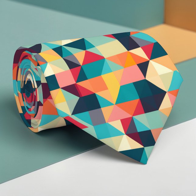 Gravata Geométrica Abstrata Multi-Color Personaliz (Criador carregado)