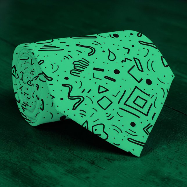 Gravata Geométrica Preta e Verde Personalizada (Criador carregado)