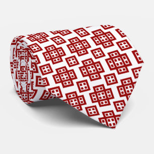 Gravata Geométrico 030614 - Ruby Red on White