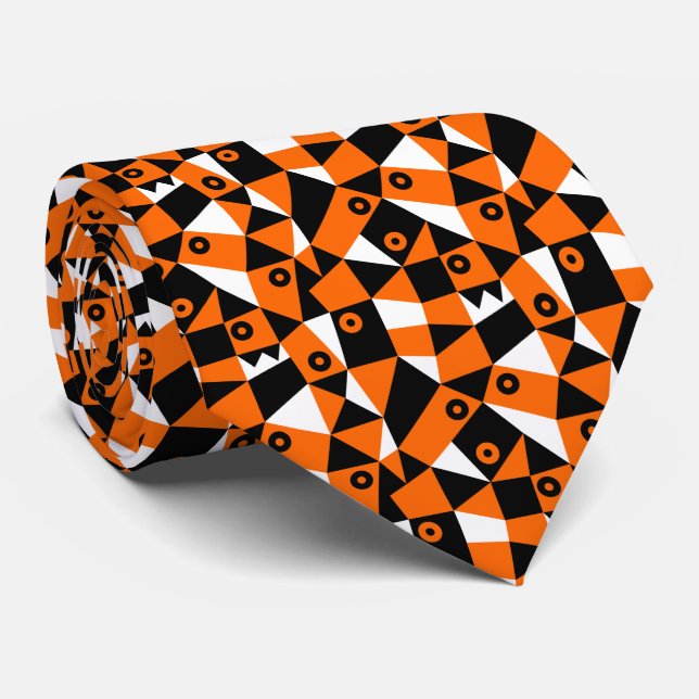 Gravata Geométrico Abstrato 030919 - Laranja (Rolled)