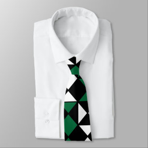 Gravata Geométrico Preto Branco Verde