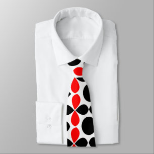Gravata Geométrico Preto Vermelho Elegante Moderno