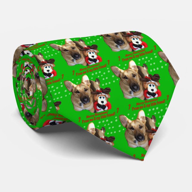 Gravata German shepherd de Natal e Reindeer de Brinquedos (Rolled)