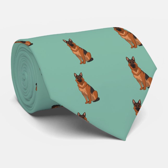 Gravata German shepherd vermelho e preto GSD (Rolled)