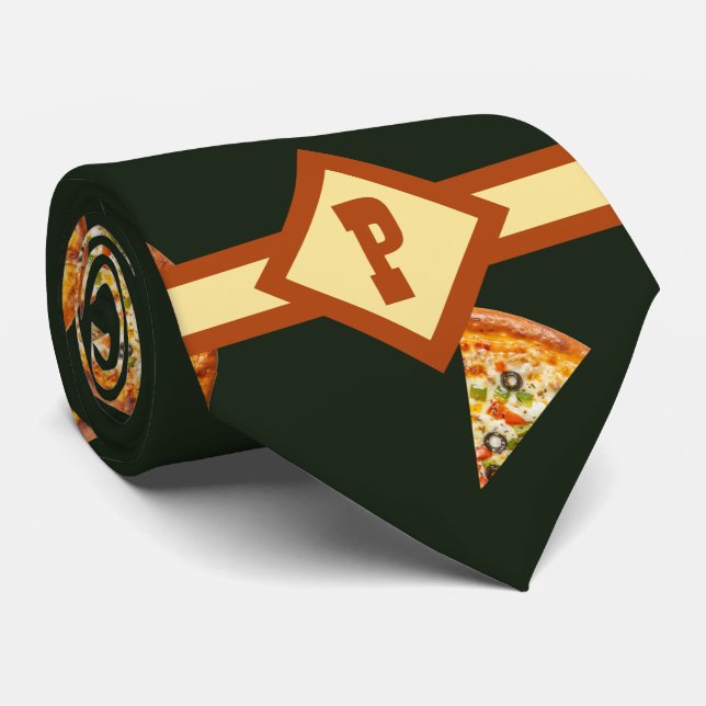 Gravata Gift de Pizza Monograma Engraçado (Rolled)
