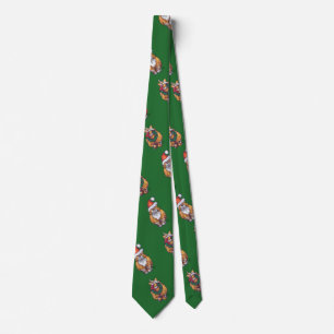 Gravata Ginger Cat Christmas em verde