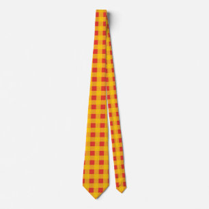 Gravata Gingham Amarelo Brilhante em Vermelho e Laranja Ve