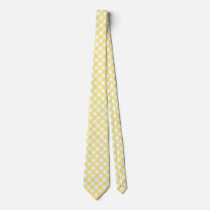 Gravata Gingham amarelo pálido e branco